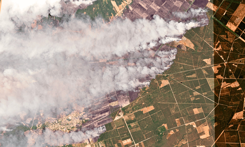 Image satellite d'un incendie de forêt